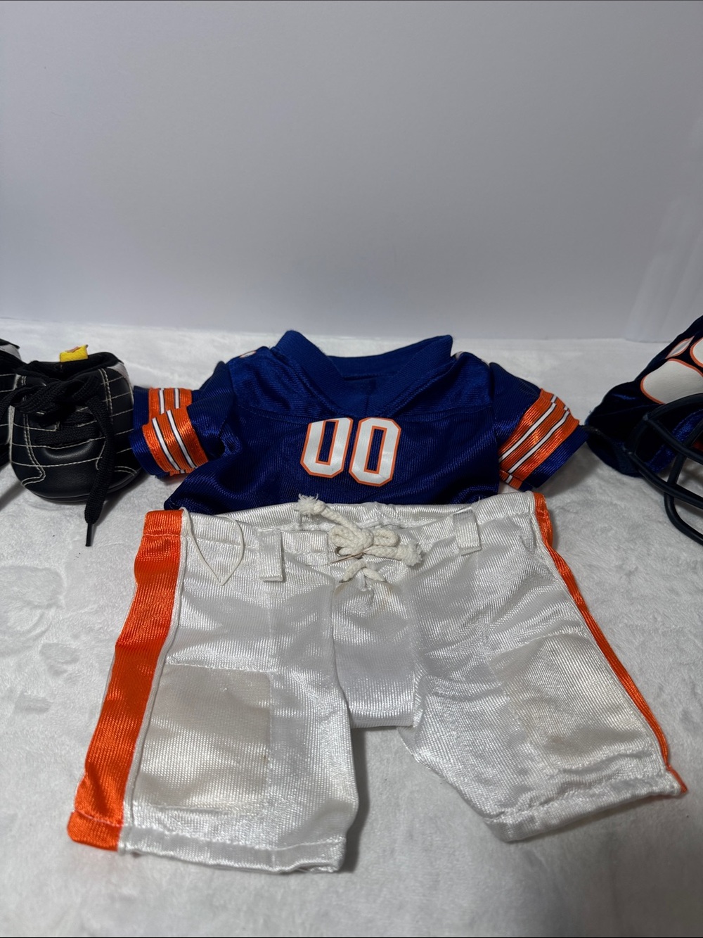 Build A Bear Blue Orange Football TeddyUniform Jersey Pants Paw Helmet and shoes
